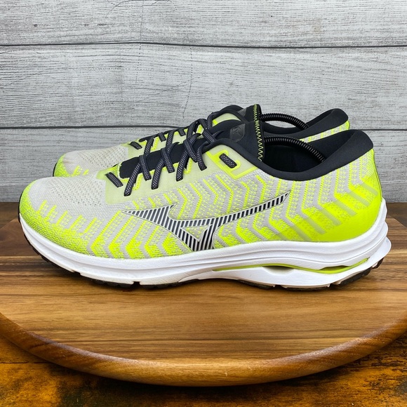 Mizuno Wave Rider 24 Knit White Volt Yellow Running Shoe Men’s Sneaker Size 15 - Picture 1 of 12